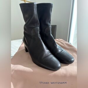 Stuart Weitzman Black Leather Women's Ankle Booties